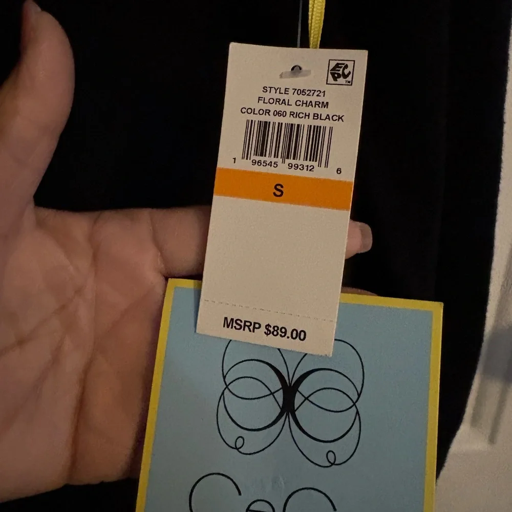 NWT CeCe Black Crewneck Sweater with Neck Tie SMALL - Picture 6 of 6